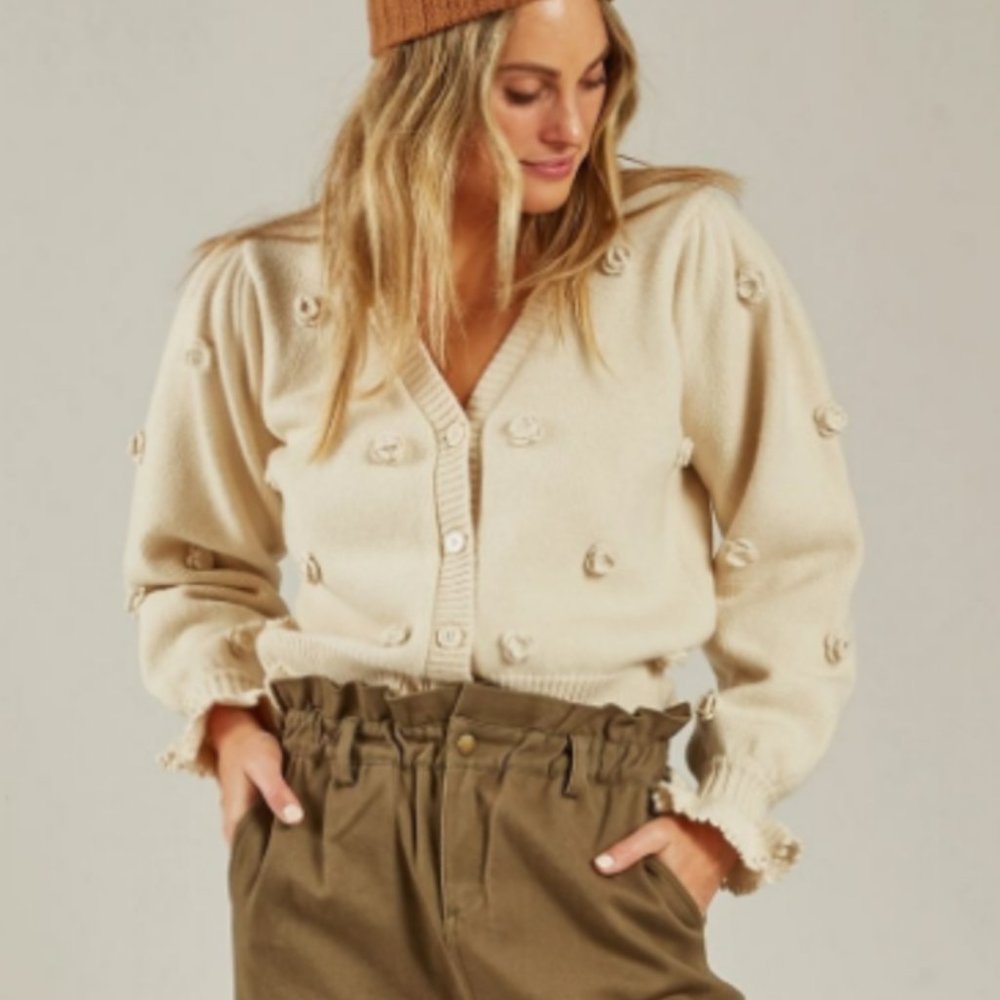 Rylee + Cru Women's Flounce Cardigan Sweater